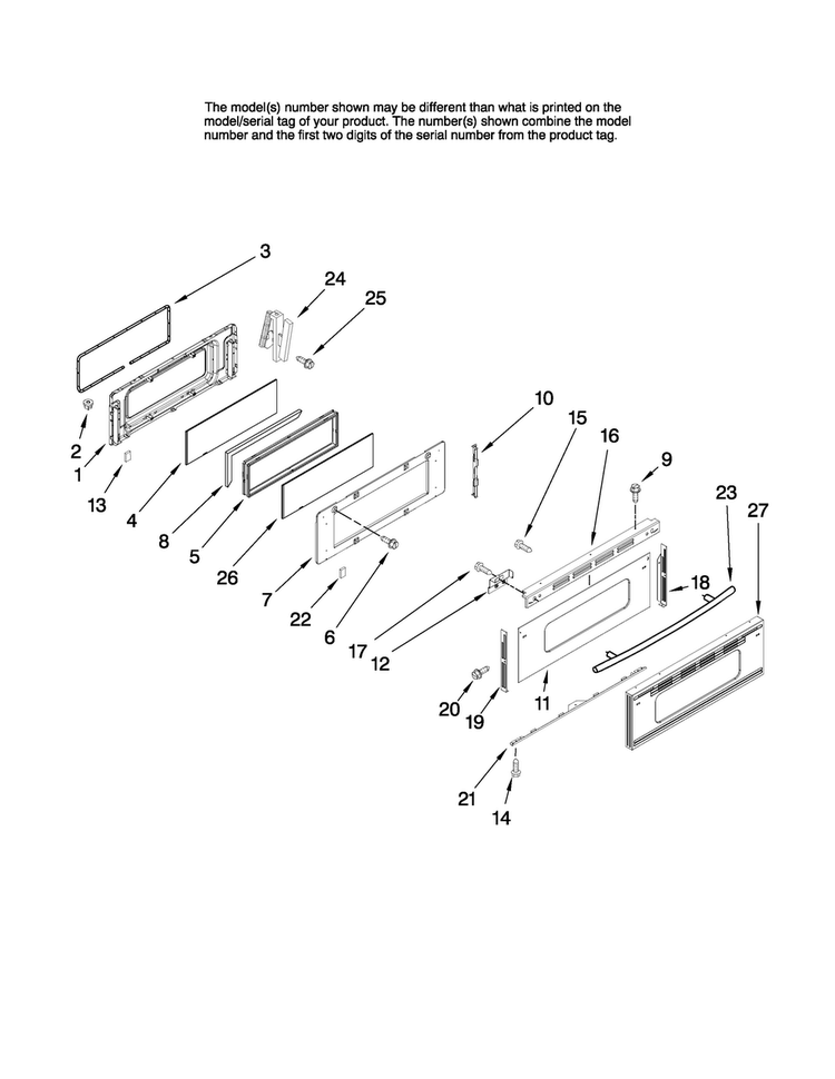 Upper Door Parts Diagram and Parts List for JDR8895BCB13  Jenn-Air Range