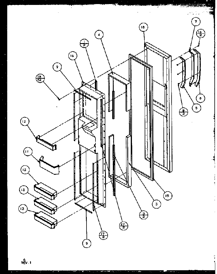 Freezer Door Diagram and Parts List for SQD25MB3W-P1153404WW  Amana Refrigerator