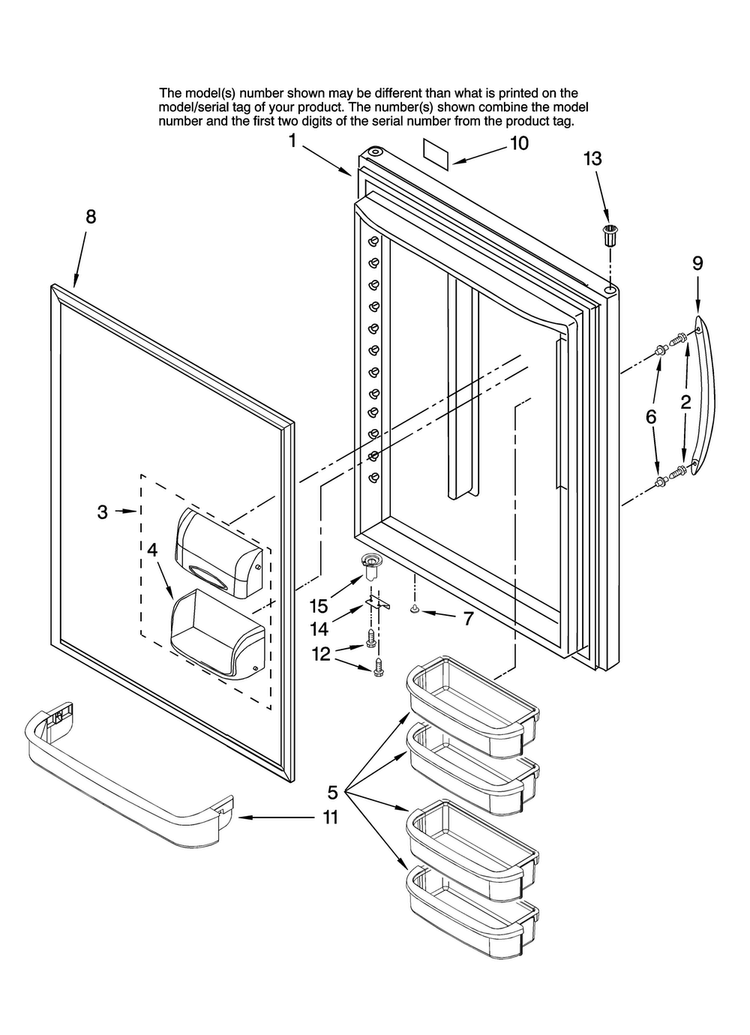 Refrigerator Door Parts Diagram and Parts List for ABL2522FES12  Amana Refrigerator