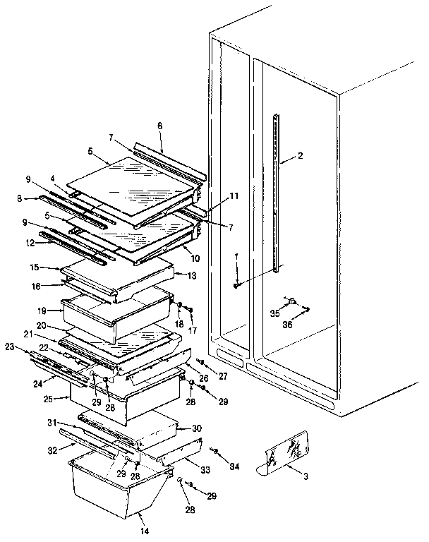 Sheves & Accessories Diagram and Parts List for JRSD246B MAQ81A Jenn-Air Refrigerator