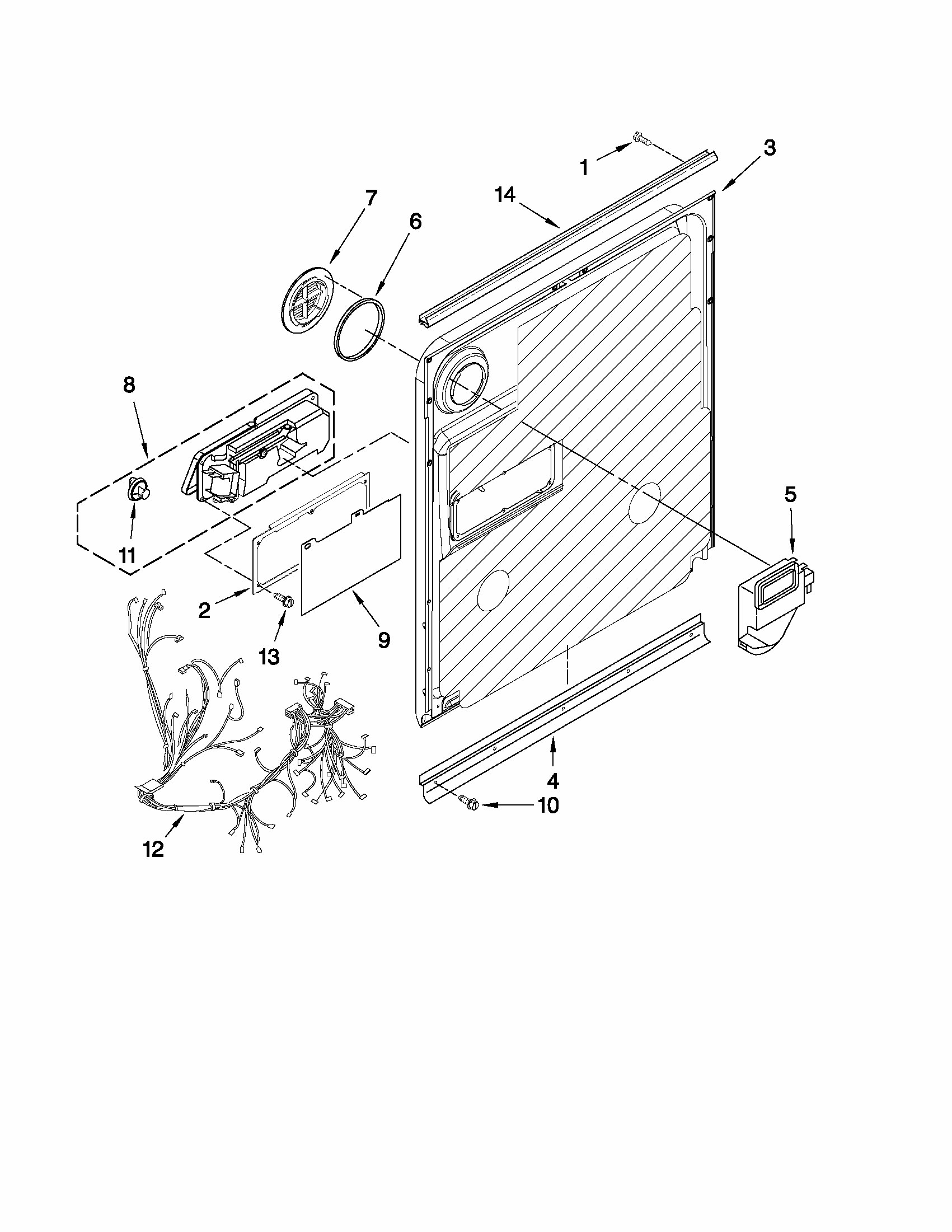 Inner Door Parts Diagram and Parts List for MDB8959AWS5  Maytag Dishwasher