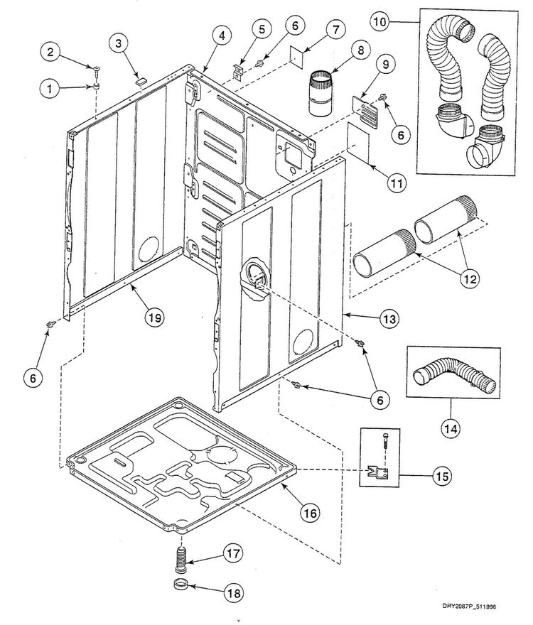 Cabinet Assy Diagram and Parts List for SSE007WF1500  Speed Queen Dryer