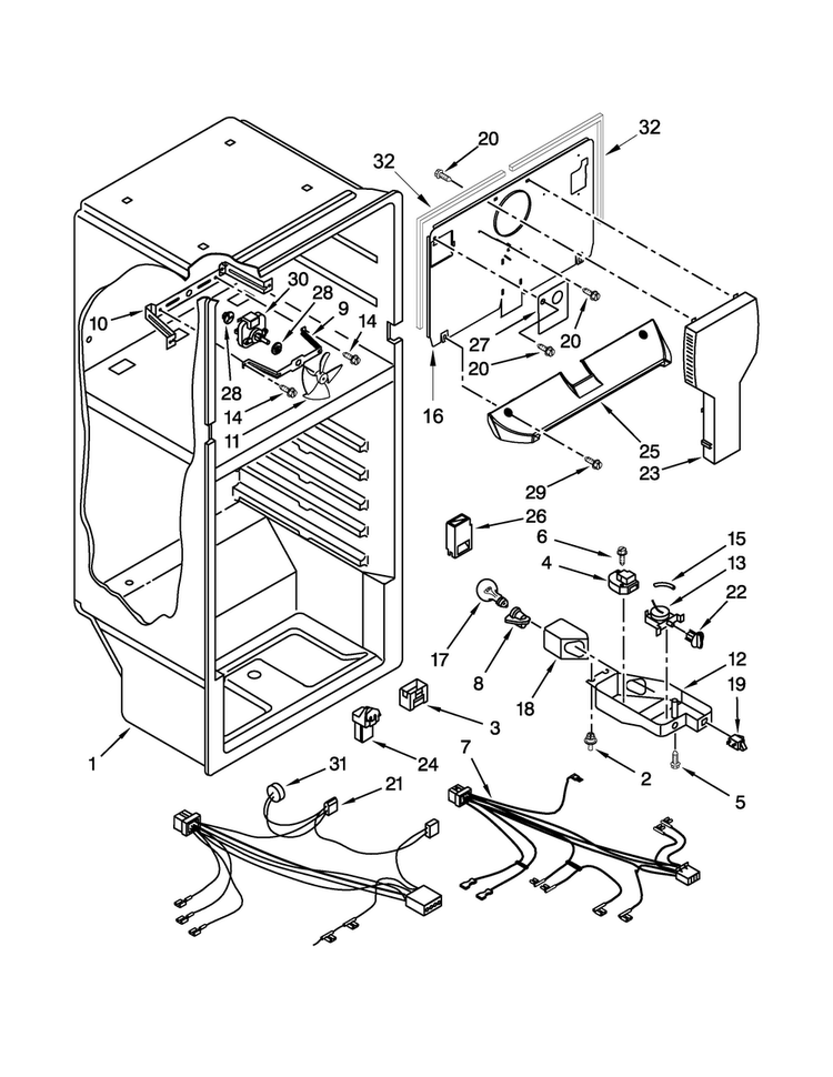 Liner Parts Diagram and Parts List for A4TXCGFBW01  Amana Refrigerator