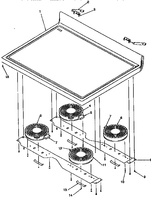 Main Top Diagram and Parts List for ART6110W P1143429NW Amana Range