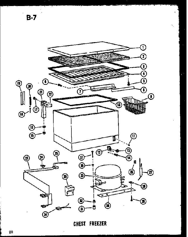 Chest Freezer Diagram and Parts List for C7-A P60116-32WA Amana Freezer