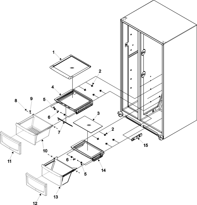 Crisper Assy Diagram and Parts List for ACD2232HRB0  Amana Refrigerator