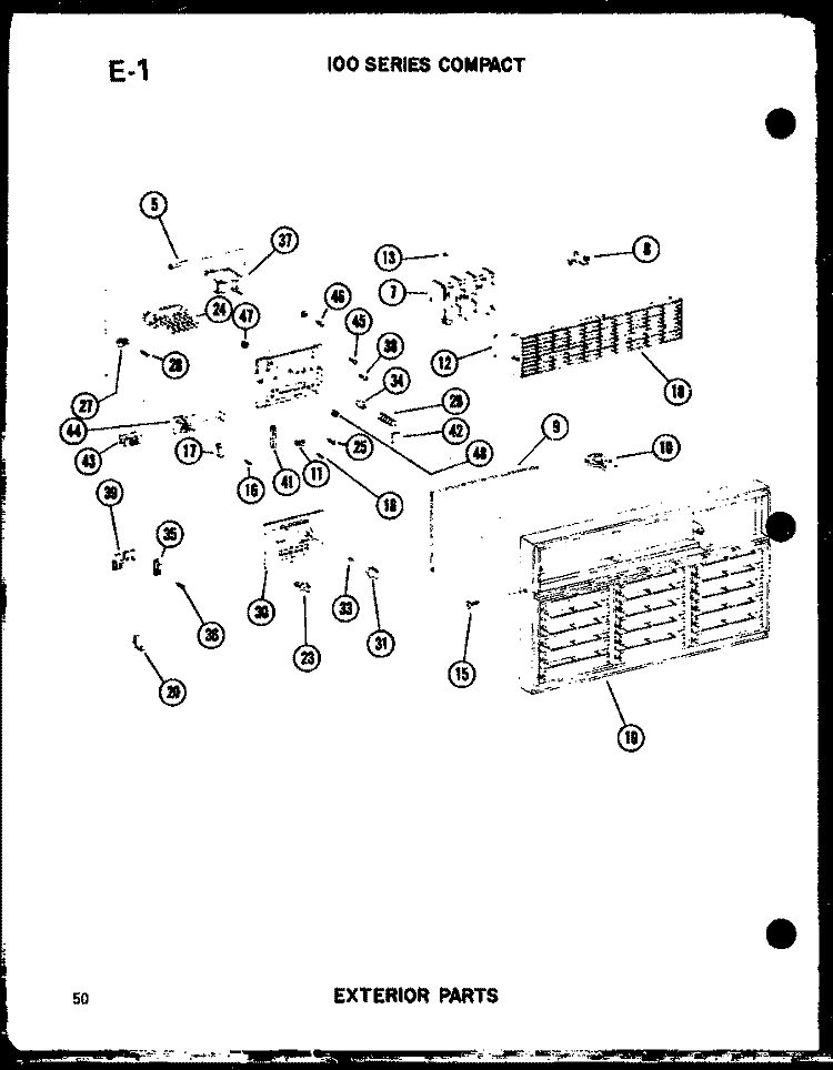 EXTERIOR PARTS Diagram and Parts List for 109W-2NH P5497525R Amana Air Conditioner