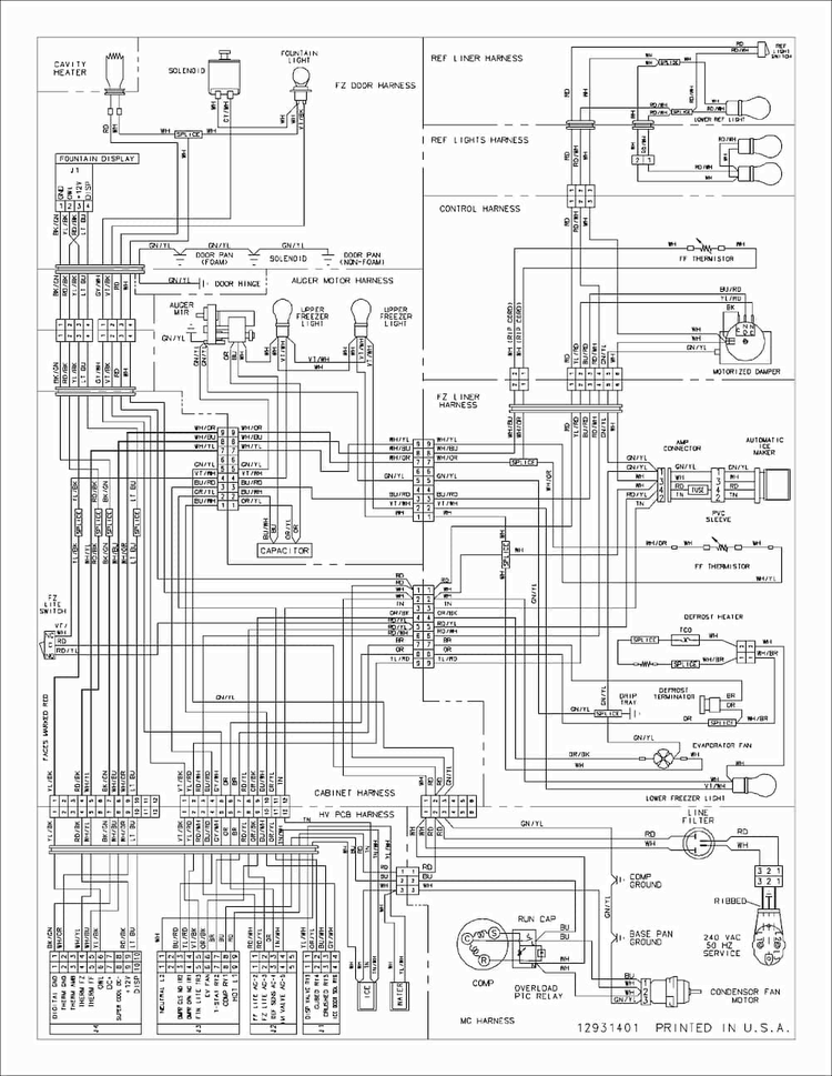 Wiring Information Diagram and Parts List for AS2628HEKB0  Amana Refrigerator