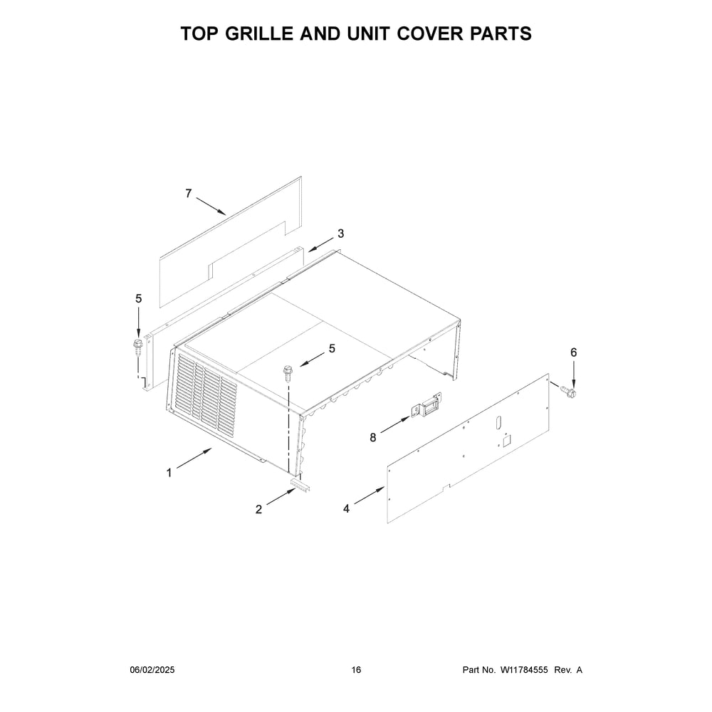 Top Grille And Unit Cover Parts Diagram and Parts List for JB36NXFXRE21  Jenn-Air Refrigerator