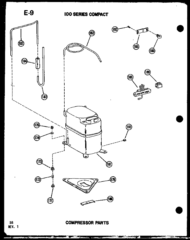 COMPRESSOR PARTS Diagram and Parts List for 109W-2NH P5497525R Amana Air Conditioner