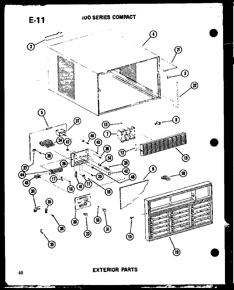 EXTERIOR PARTS Diagram and Parts List for 113-3NHE P5497519R Amana Air Conditioner
