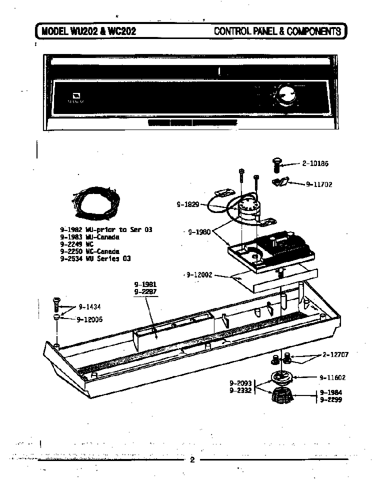 Control Panel & Components Diagram and Parts List for LWC202  Maytag Dishwasher