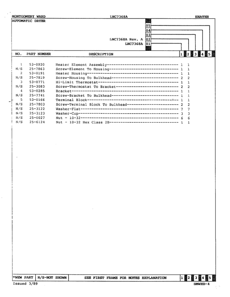 Heater Page 2 Diagram and Parts List for 7368A  Norge Dryer
