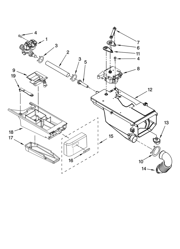Dispenser Parts Diagram and Parts List for MHWZ600TE01  Maytag Washer