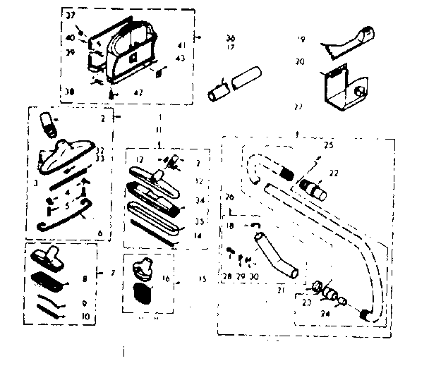 Attachment Parts Diagram and Parts List for 11640230  Kenmore Central Vacuum