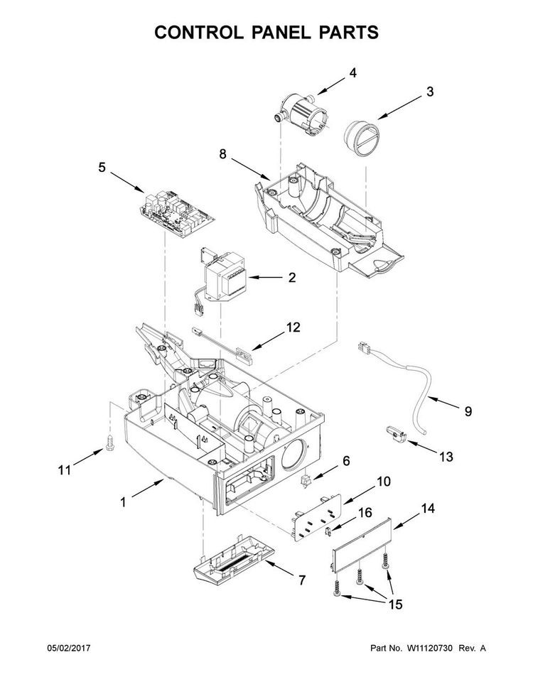 Control Panel Parts Diagram and Parts List for JIM159XYRS0  Jenn-Air Ice Maker