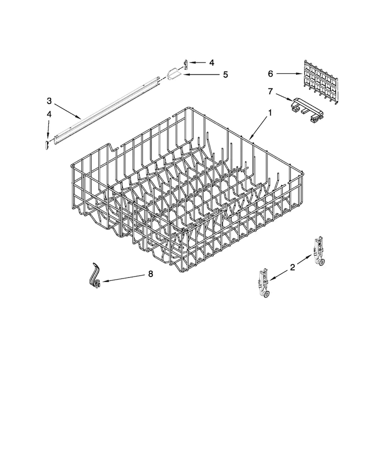Upper Rack And Track Parts Diagram and Parts List for ADB1400PYB0  Amana Dishwasher