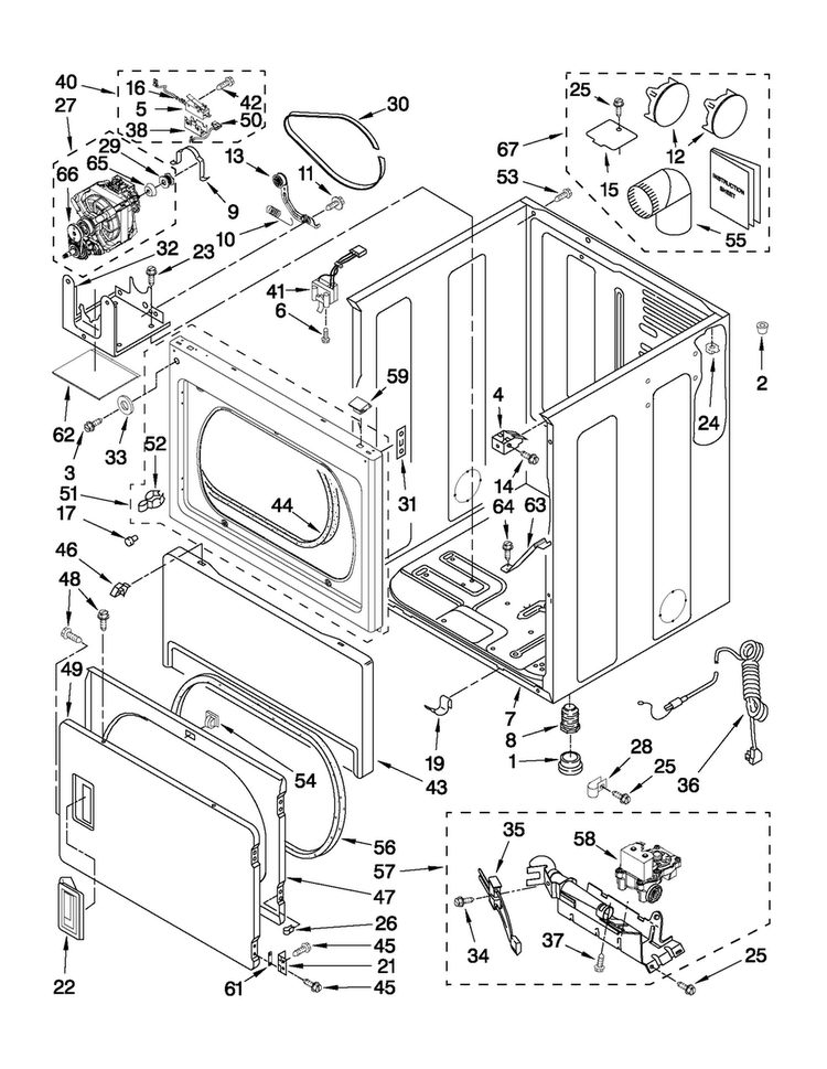 Cabinet Parts Diagram and Parts List for MDG17PDAWW2  Maytag Dryer