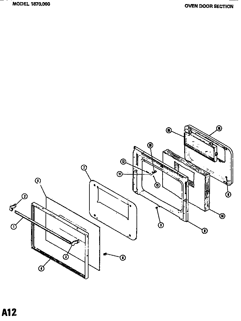 04 - OVEN DOOR SECTION Diagram and Parts List for 1870000  Maytag Range