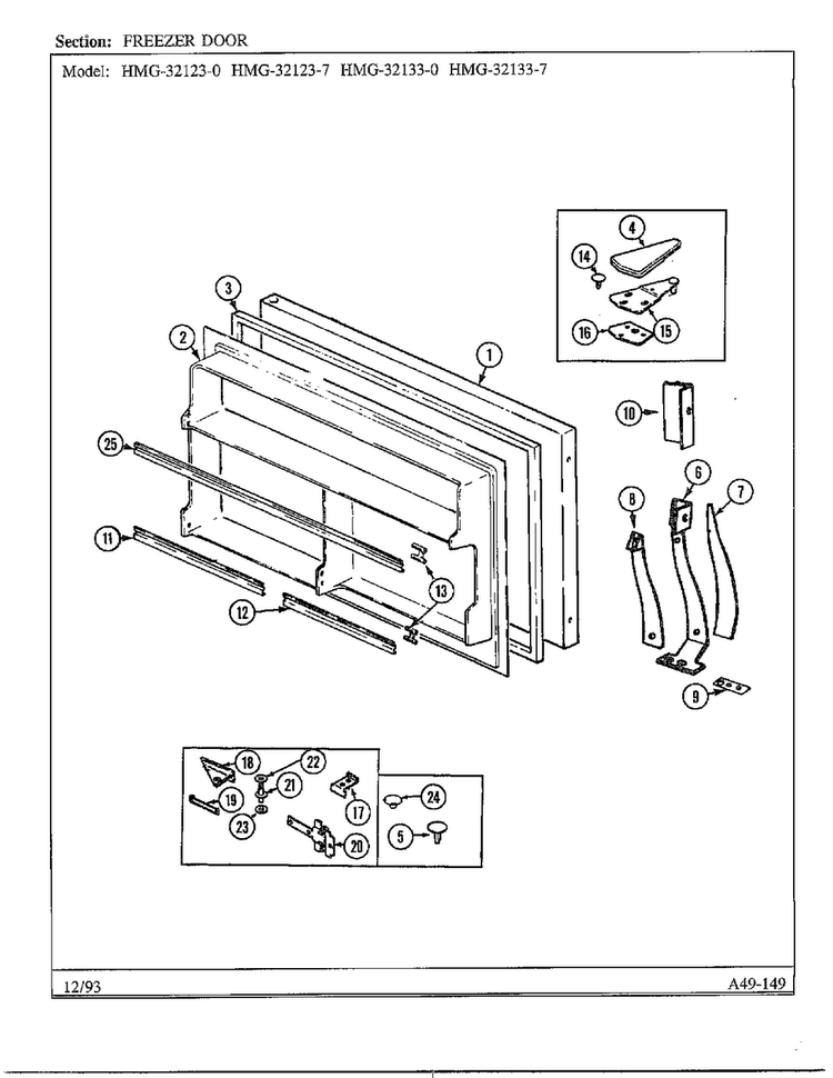 Freezer Door Diagram and Parts List for 32123-0  Admiral Refrigerator
