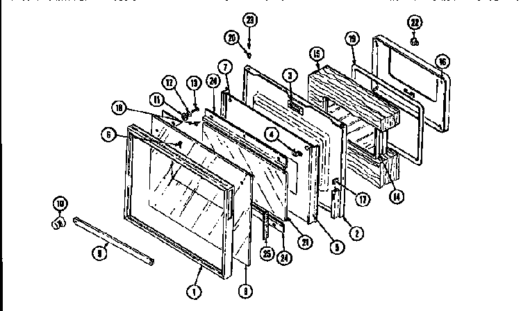 Door-lower Diagram and Parts List for WM2720B M167B Jenn-Air Wall Oven