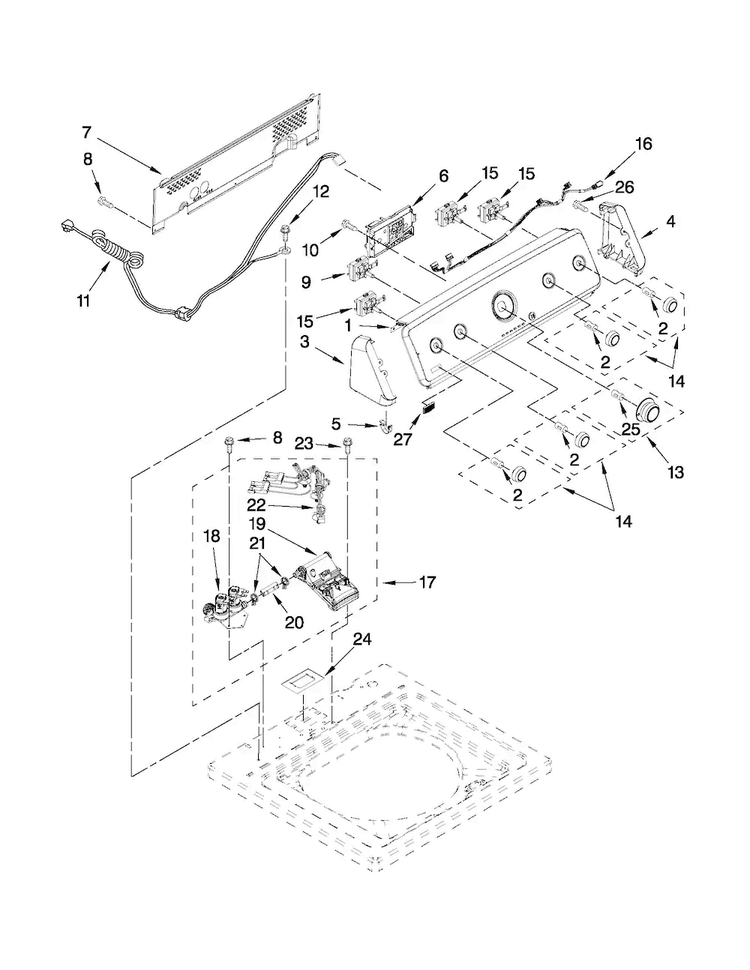 Console And Water Inlet Parts Diagram and Parts List for MVWC400XW0  Maytag Washer