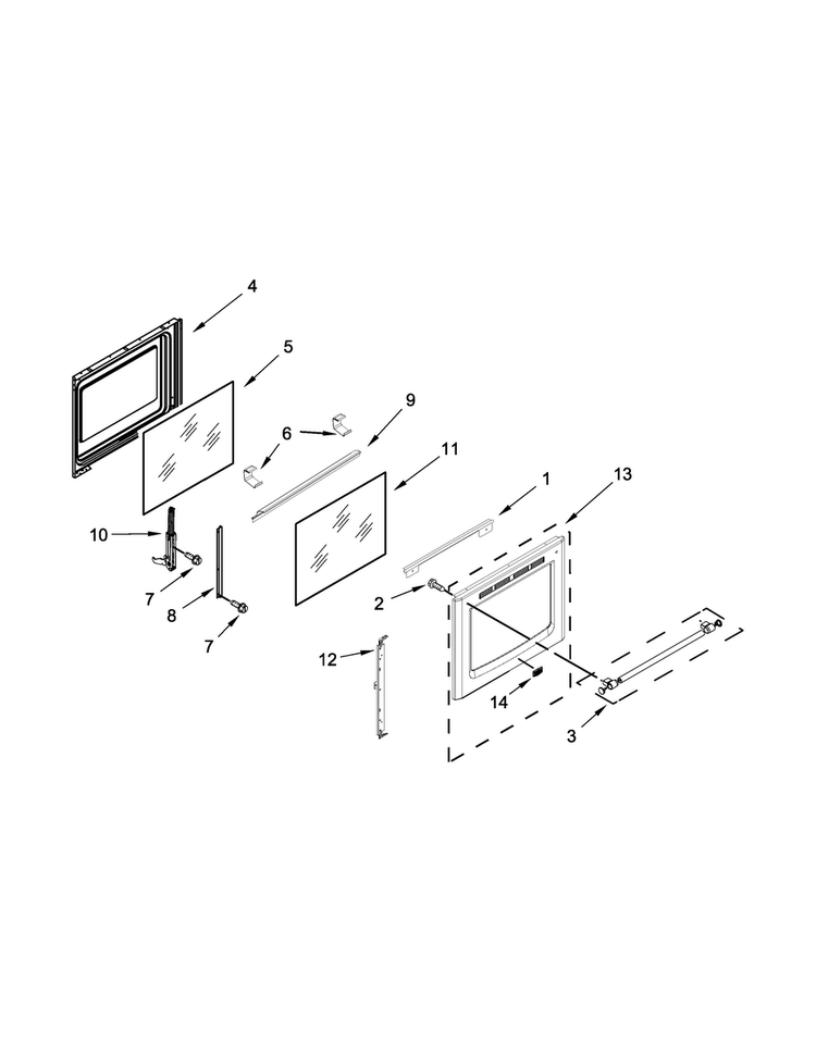 Door Parts Diagram and Parts List for MGR8650ES0  Maytag Range