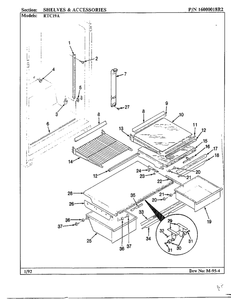 Shelves And Accessories Diagram and Parts List for 19694  Maytag Refrigerator