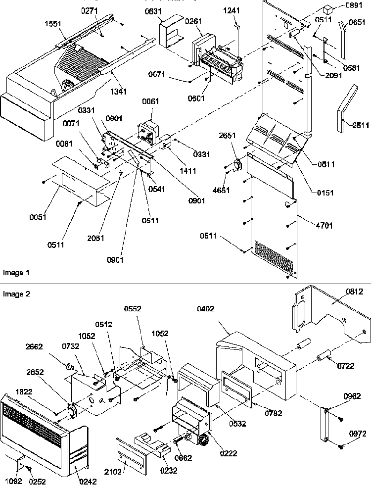 Ice Maker / Control Assy Diagram and Parts List for SBDE20S4SW-P1190906WW  Amana Refrigerator