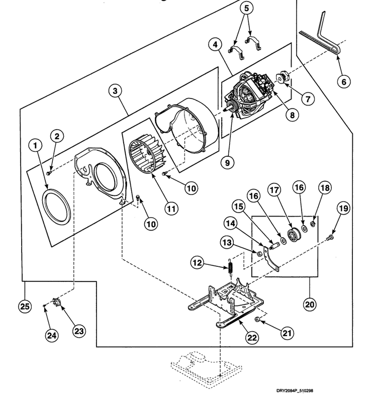 Motor Assy Diagram and Parts List for SDEY07QF1500  Speed Queen Dryer