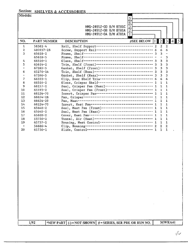 Shelves And Accessories Page 2 Diagram and Parts List for 24912-0A  Admiral Refrigerator