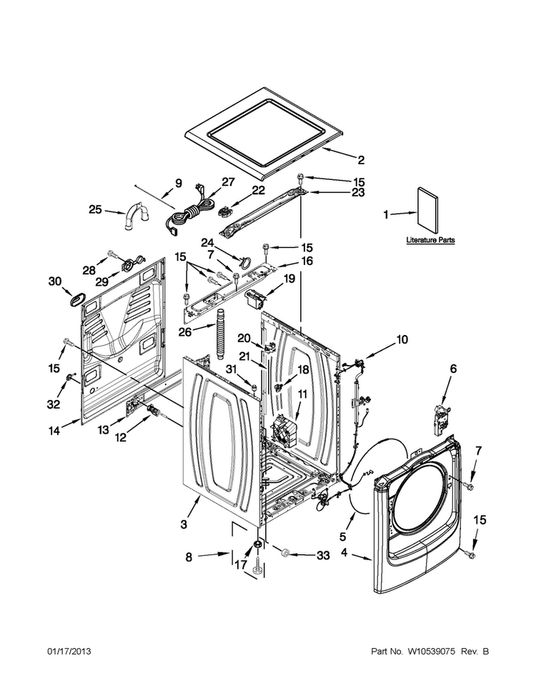 Top And Cabinet Parts Diagram and Parts List for MHW6000AW0  Maytag Washer