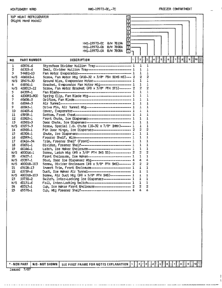 Freezer Compartment Page 2 Diagram and Parts List for 19972C  Admiral Refrigerator