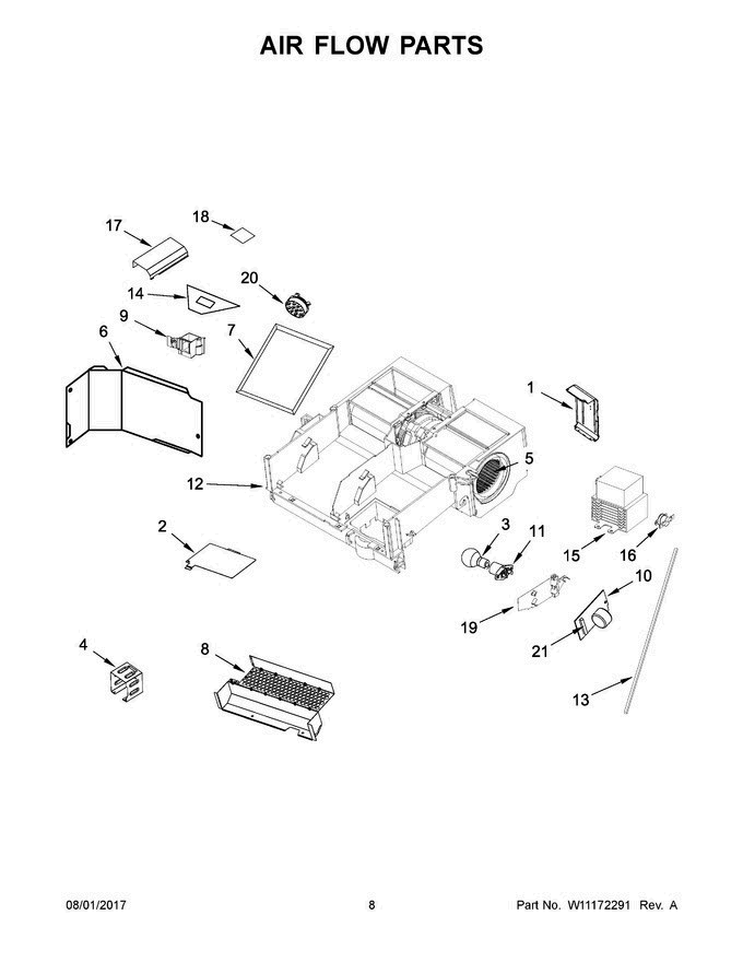05 - Air Flow Parts Diagram and Parts List for AMV6502REB1  Amana Microwave Oven Combo