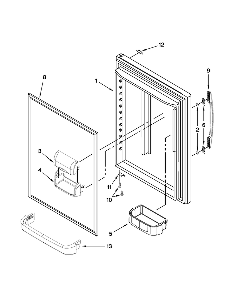 Refrigerator Door Diagram and Parts List for MBR1953XES3  Maytag Refrigerator