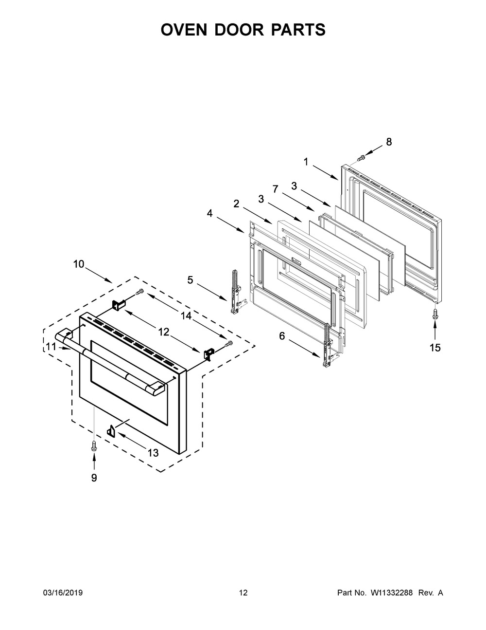 Oven Door Parts Diagram and Parts List for JDRP536HL00  Maytag Range