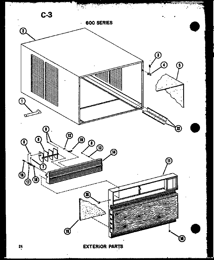 EXTERIOR PARTS Diagram and Parts List for 6245J P5472053R Amana Air Conditioner