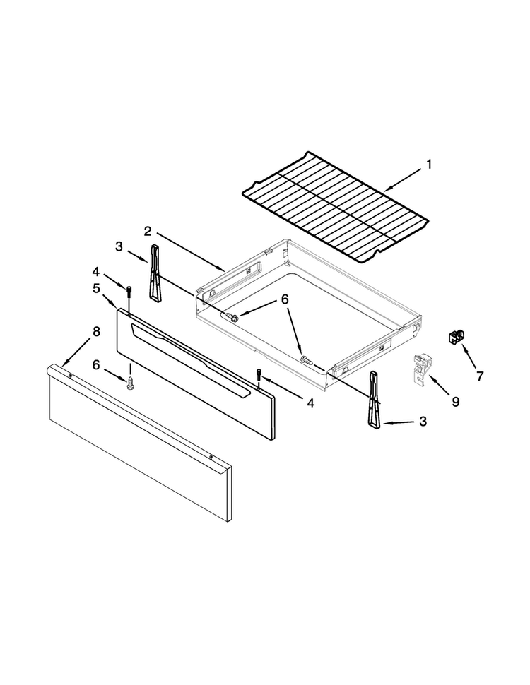 Drawer And Rack Parts Diagram and Parts List for MER7664XW2  Maytag Range
