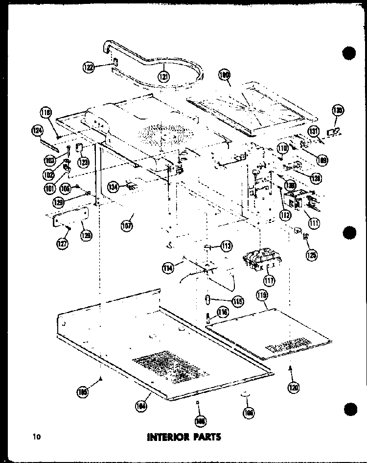 Interior Parts Diagram and Parts List for MR-3 P72318-1M Amana Microwave