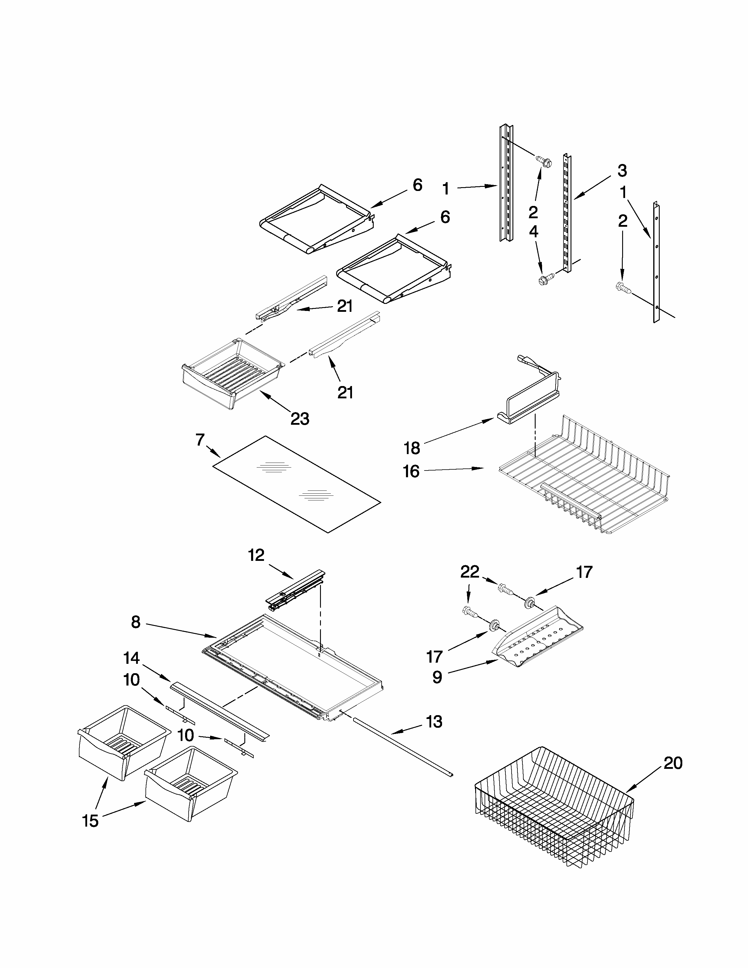Shelf Parts Diagram and Parts List for GB1924PEKS6  Maytag Refrigerator