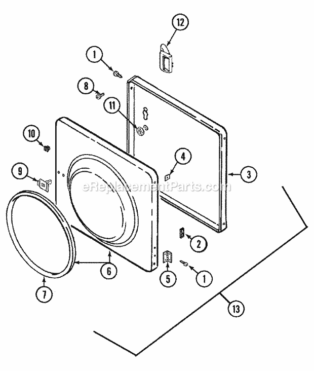 DOOR Diagram and Parts List for LSE7806ACE  Maytag Washer Dryer Combo