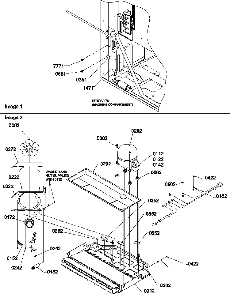 Machine Compartment Diagram and Parts List for TR521VW-P1322601WW  Amana Refrigerator