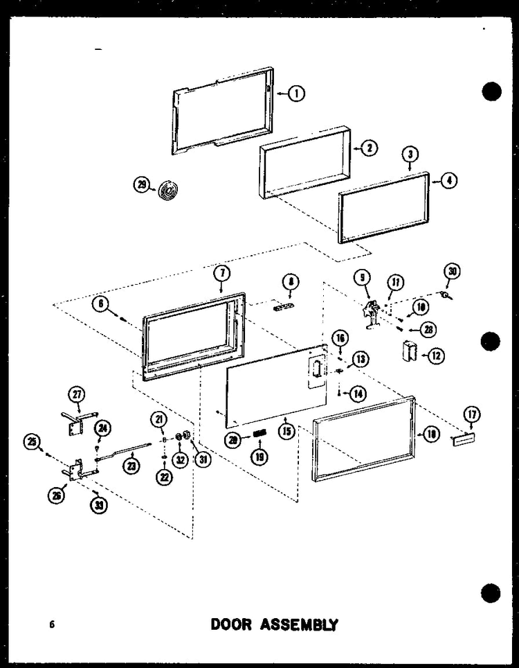 Door Assembly Diagram and Parts List for RC-14S P73824-2M Amana Microwave