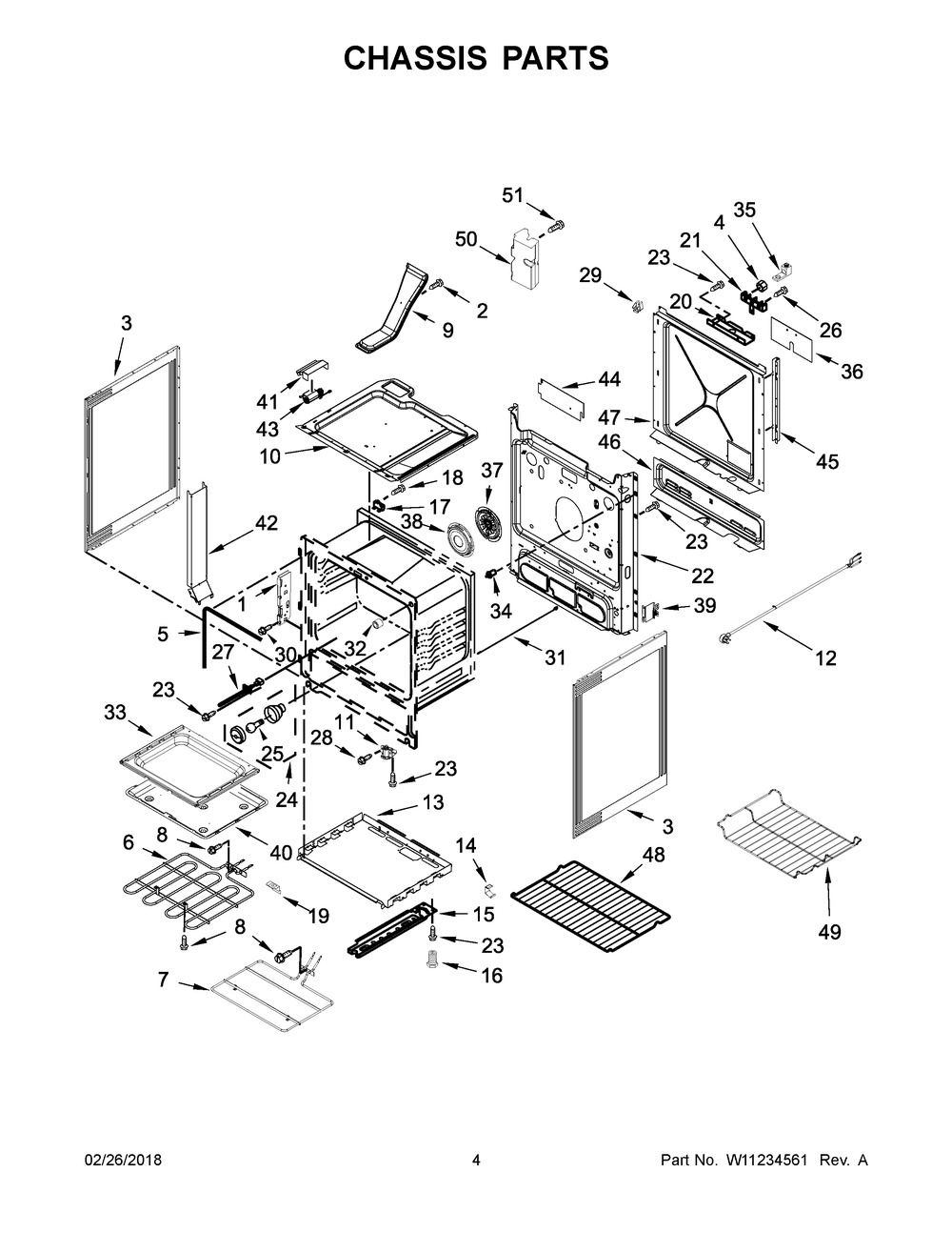 Chassis Parts Diagram and Parts List for YMES8800FZ2  Maytag Range