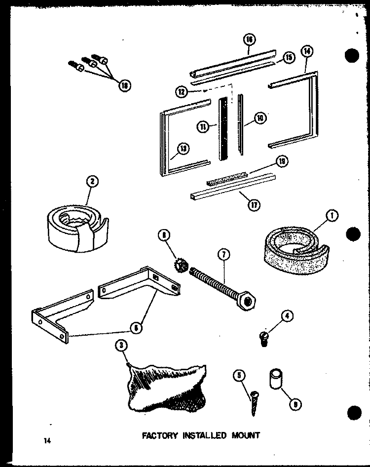 FACTORY INSTALLED MOUNT Diagram and Parts List for ES218D3MT P6753501R Amana Air Conditioner