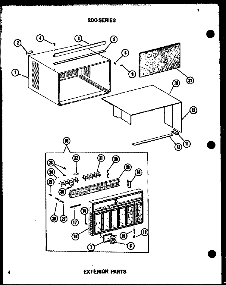 EXTERIOR PARTS Diagram and Parts List for ES218-3SPT P6753502R Amana Air Conditioner