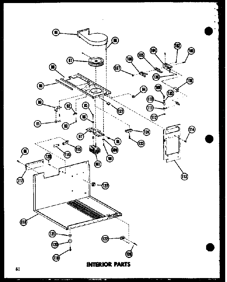 Interior Parts Diagram and Parts List for RR6W P72110-2M Amana Microwave