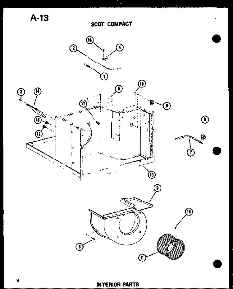 SCOTT COMPACT INTERIOR PARTS Diagram and Parts List for 16-3SPMK P5497459R Amana Air Conditioner