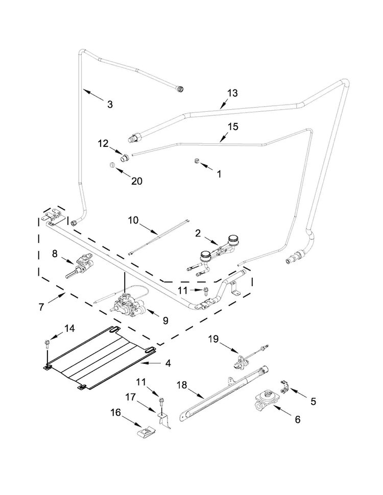 Manifold Parts Diagram and Parts List for AGP200VDW0  Amana Range