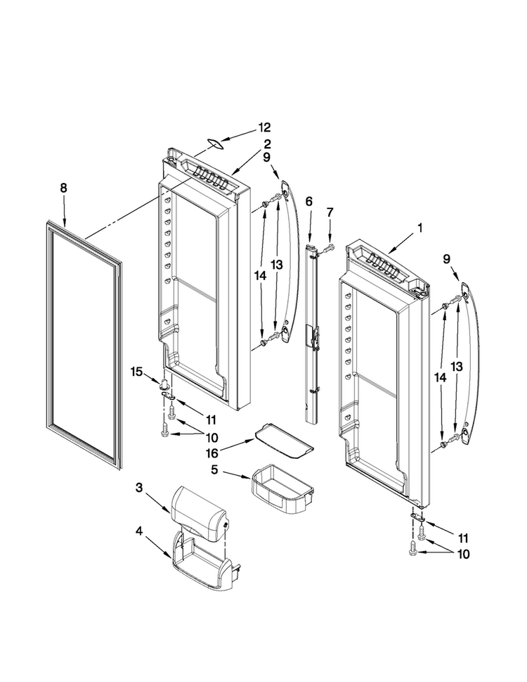 Refrigerator Door Parts Diagram and Parts List for AFD2535FES8  Amana Refrigerator